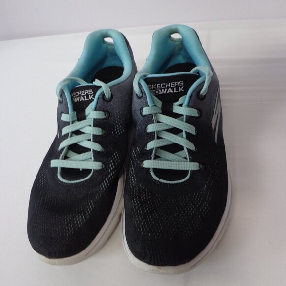 Skechers Women's Go Walk 5 Black and Aqua Sneakers Size 7 - Picture 2 of 7